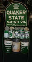 Quaker Oil Cans in Display